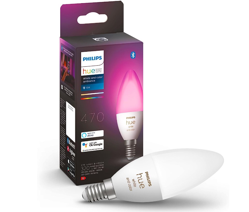 chollo Philips Hue - Bombilla Inteligente, B39 E14, Luz Blanca y de Colores