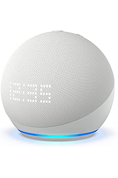 chollo Echo Dot (5.ª generación, modelo de 2022) con reloj | Altavoz inteligente Bluetooth con reloj y Alexa | Blanco