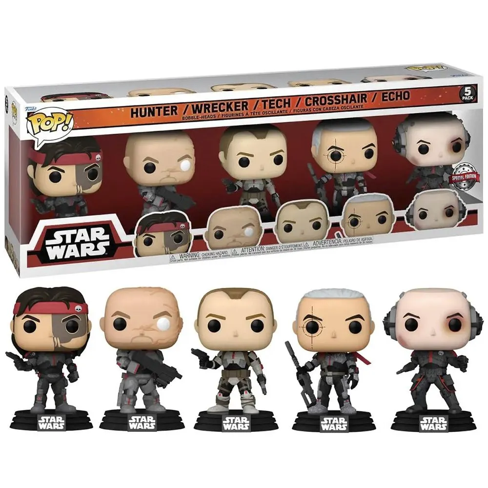 chollo Funko Pop! Star Wars: The Bad Batch - Pack de 5: Hunter, Wrecker, Tech, Crosshair y Echo 