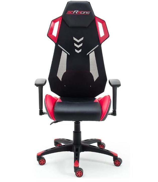 chollo MC Racing Silla Gaming, Blanco/Rojo, 69 x 129 x 64 cm