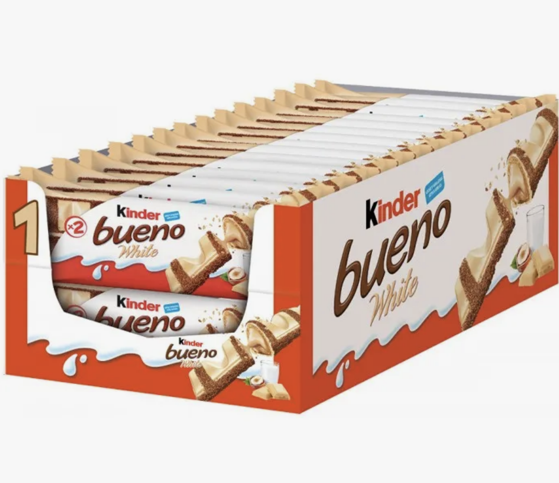 chollo Kinder Bueno Blanco - Caja de 30 unidades con 2 barritas cada unidad