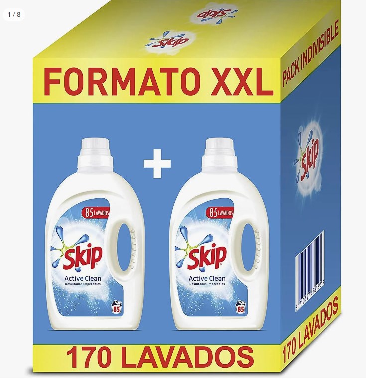 chollo Pack 2 Skip Detergente Líquido Pack Ahorro Active Clean 170 lavados