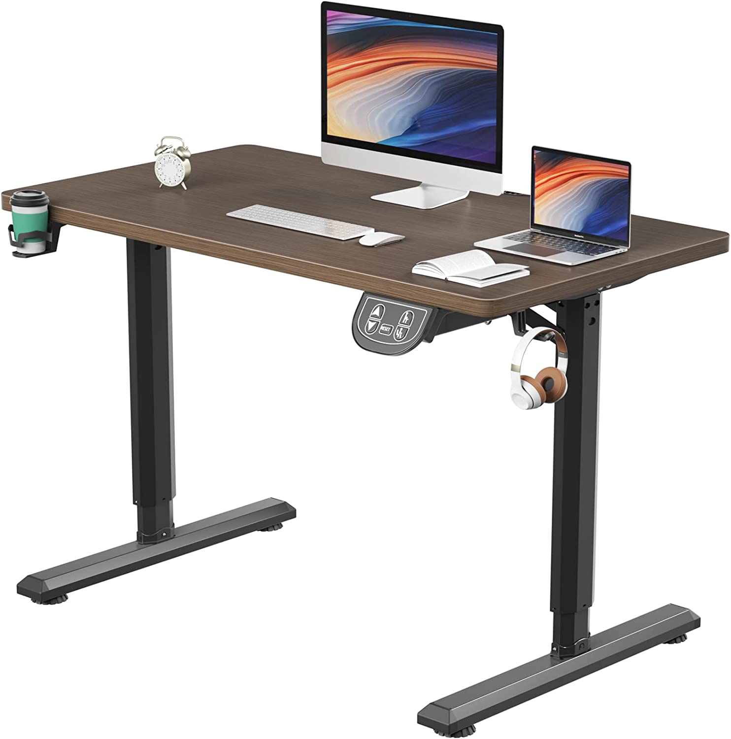 chollo Dripex Escritorio Elevable Eléctrico 110 * 60 * 71-117 cm, Standing Desk Escritorio Ajustable en Altura con Tablero, Función de Memoria y Anticolisión, Nuez