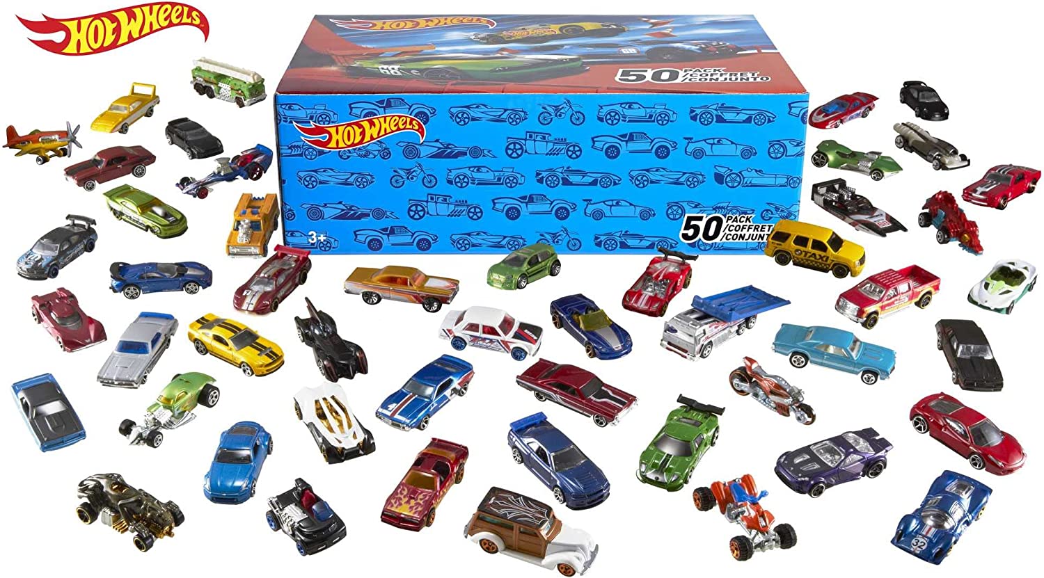 chollo Hot Wheels Pack 50 Vehículos, coches de juguete (modelos surtidos) 