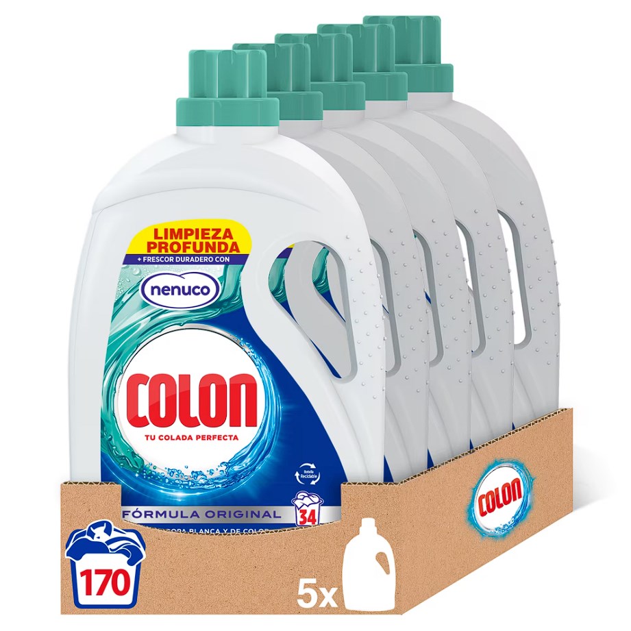 chollo Pack de 5 de Colon Nenuco Detergente para la lavadora Gel 170 lavados (5x34 lavados)