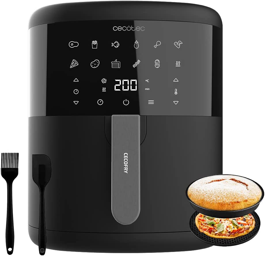 chollo Cecotec. Freidora sin aceite Cecofry Bombastik 6000 Full + Accesorios, 6L de capacidad, Airfryer dietética digital y compacta sin aceite, tecnología PerfectCook.