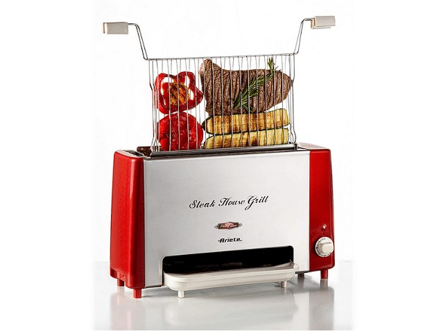 chollo Grill - Ariete Steak House Grill 730 Vertical, Potencia 1300W, Doble resistencia, Inox, Rojo