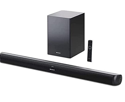 chollo Sharp HT-SBW202 Barra de Sonido 2.1 con Subwoofer inalámbrico, Bluetooth, HDMI ARC/CEC, USB Playback, 200W, Audio óptico Digital, AUX, 92 cm, Color Negro