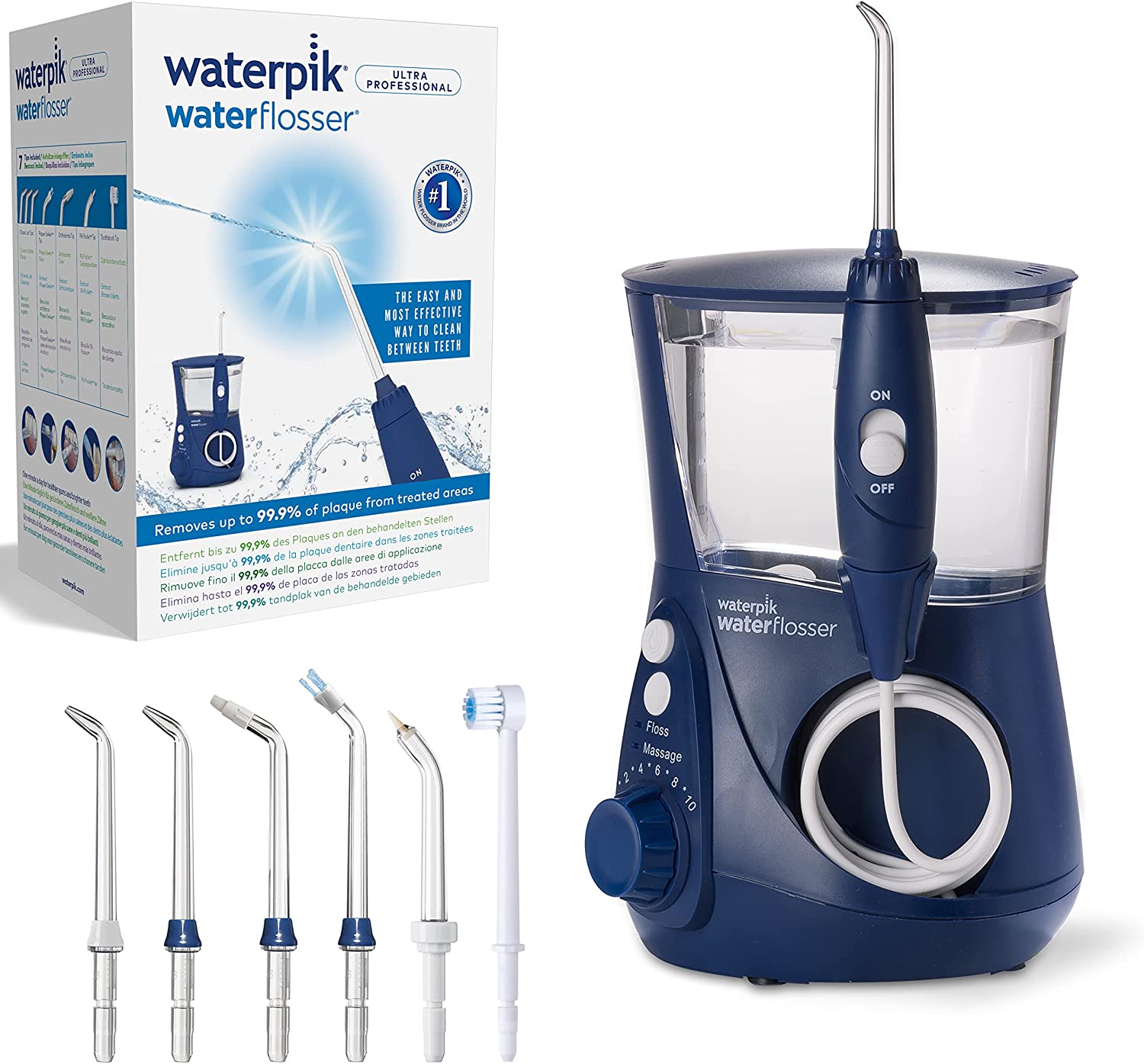 chollo Waterpik Ultra Irrigador de Sobremesa Profesional con Agua a Presión y Sistema Avanzado de Control de Presión con 10 Posiciones con 7 Boquillas