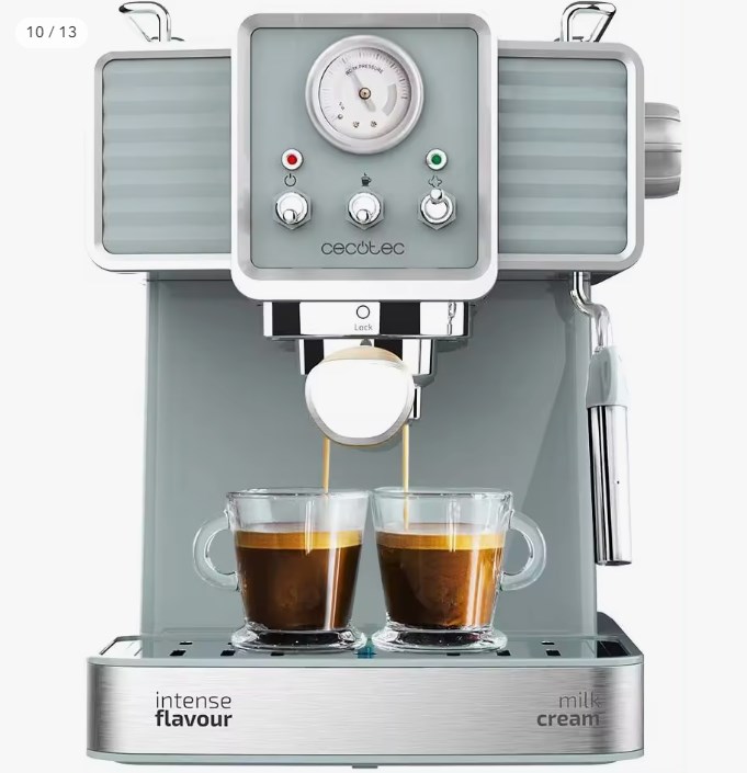 chollo Cecotec Cafetera Express Power Espresso 20 Tradizionale Light Green. 1350 W, Espresso y Cappucicno, 20 Bares, 1,5 L