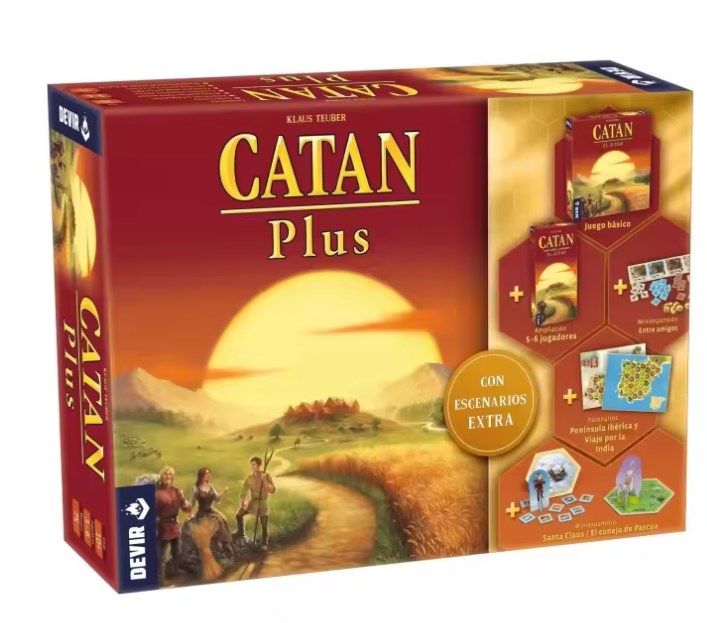 chollo Devir - Catan Plus Nueva Edición 2023, Juego completo + Amplicaciones hasta 6 juegadores, Juego de Mesa