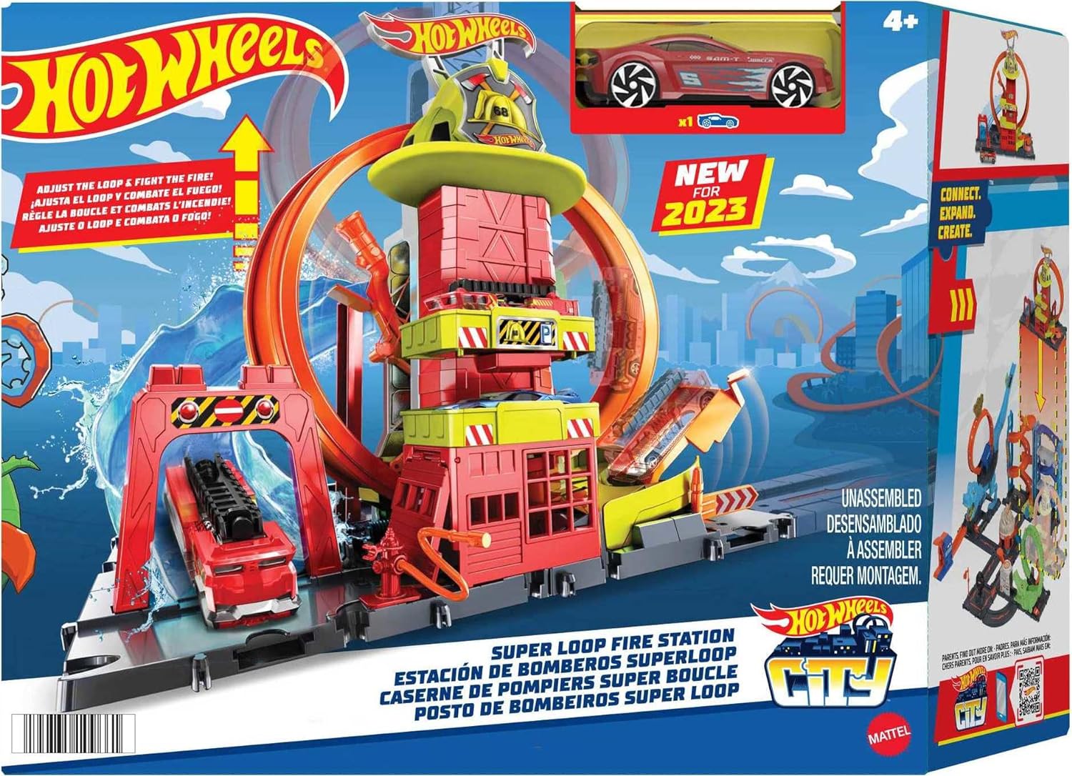 chollo Hot Wheels City Super Estación de Bomberos Pista para Coches de Juguete, Incluye 1 vehículo