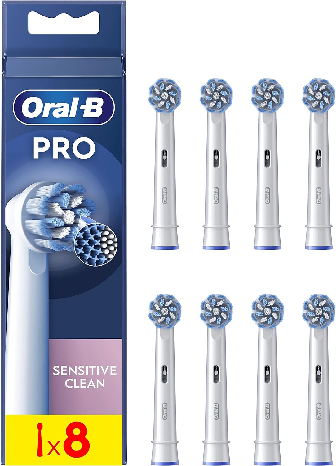 chollo Oral-B Pro Sensitive Clean Recambios para Cepillo de Dientes Eléctrico, Pack de 8 Cabezales, Blanco - Originales