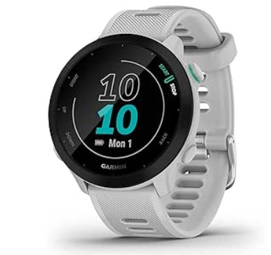 chollo Garmin Forerunner 55 - Reloj inteligente para running con GPS, planes de entrenamiento, notificaciones y seguimiento del bienestar, Blanco