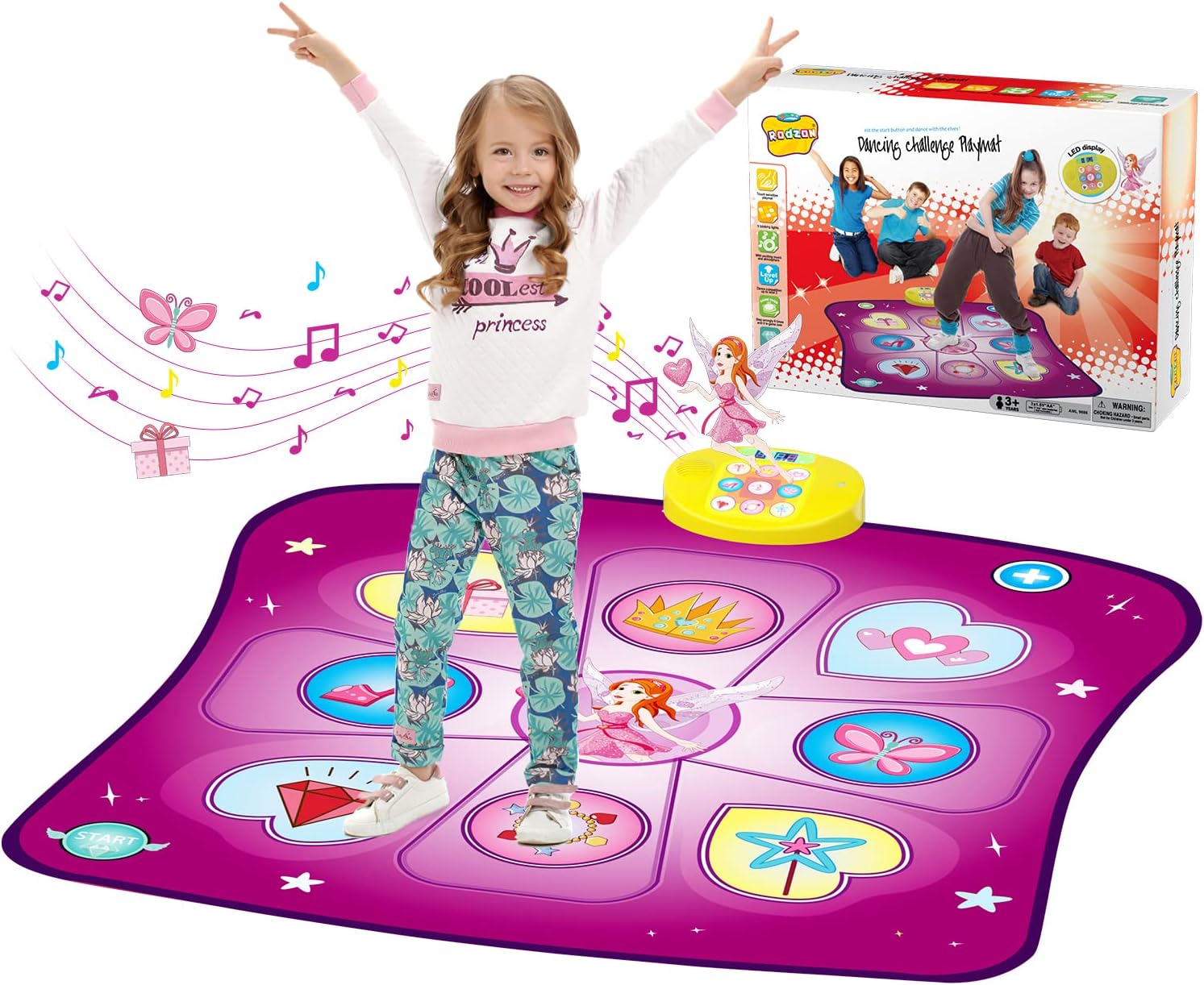 chollo Alfombra de Baile Infantil (3 a 9 años) con luces LED, 3 Modos de Juego y Volumen Ajustable