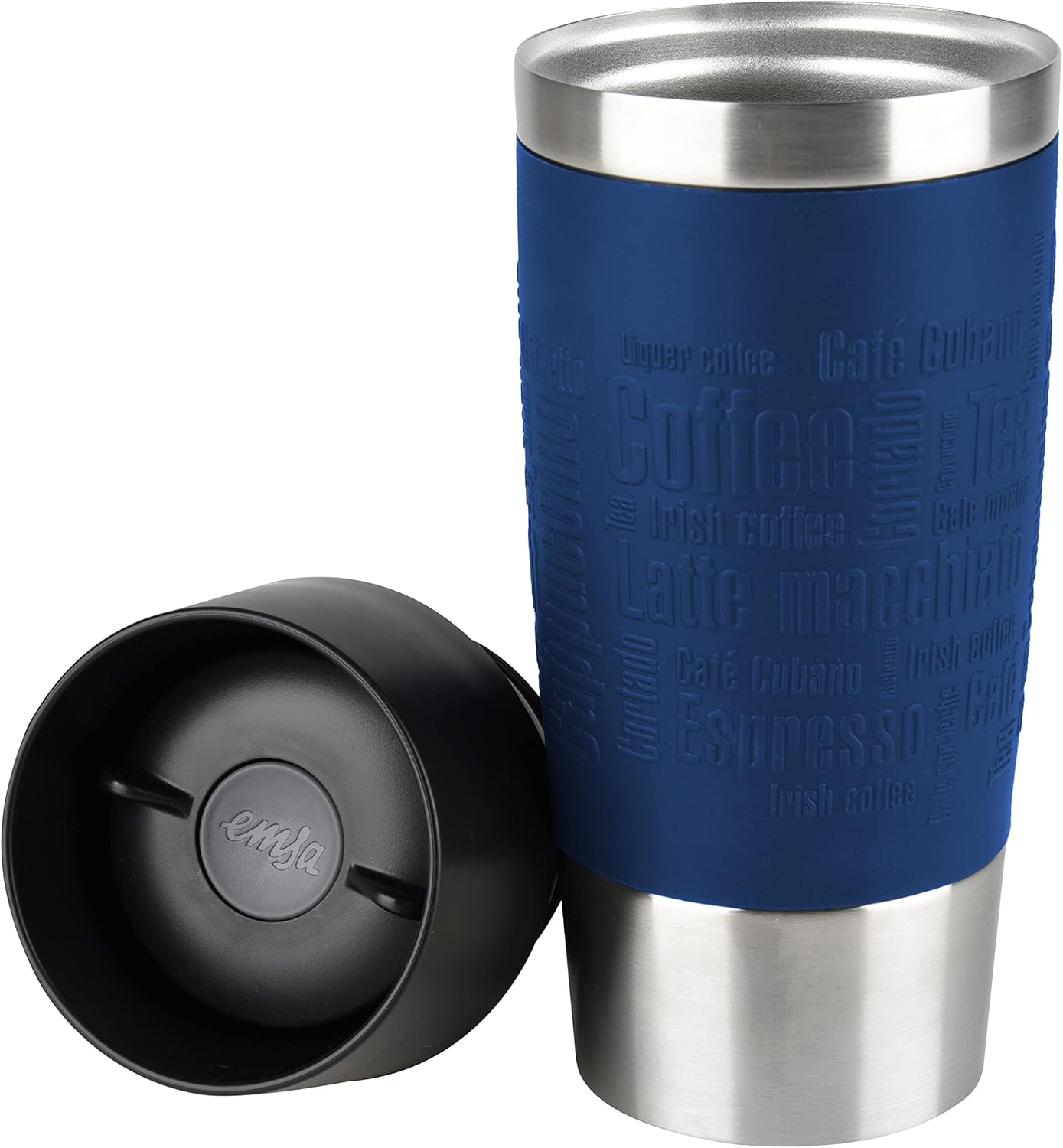 chollo Emsa Travel Mug Taza térmica, Mantiene Calor 4 h y frío 8 h, Acero Inoxidable con Base Antideslizante y Zona de Agarre de Silicona