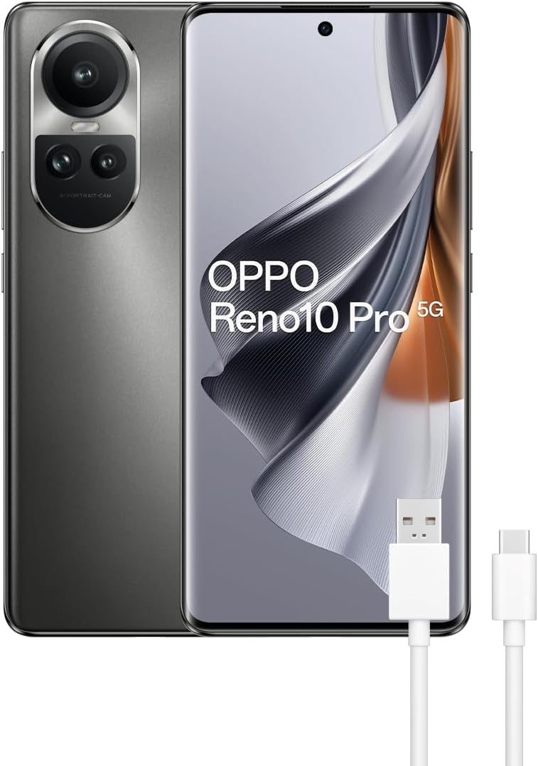 chollo OPPO Reno10 Pro 5G - Smartphone Libre, 12GB+256GB, Pantalla AMOLED 6.7'', Cámara 50+8+32 MP, Android, Batería 4600mAh, Carga Rápida 80W - Gris