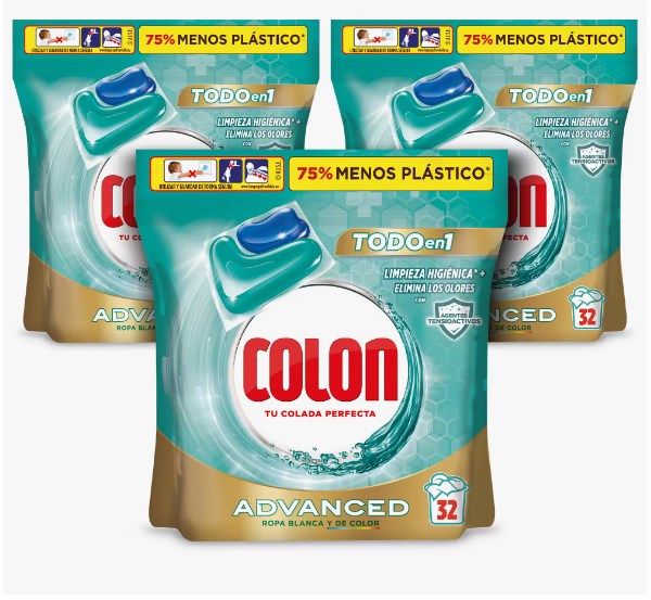 chollo Colon Higiene Advanced Detergente para la ropa - 96 cápsulas (3x32 cápsulas)