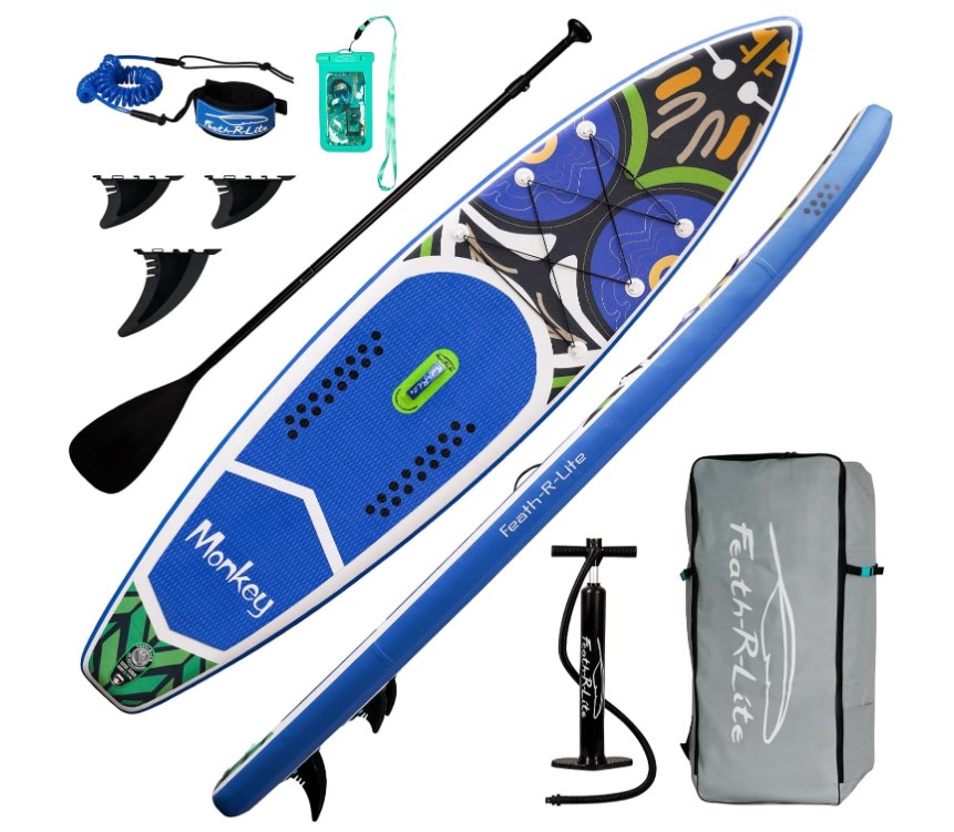 chollo FunWater Tabla de Surf Hinchable de pie para Surf, Tabla de Surf Sup, Accesorio de Remo Ajustable, Bomba, Mochila de Viaje, Correa de Seguridad, Funda Impermeable para teléfono móvil