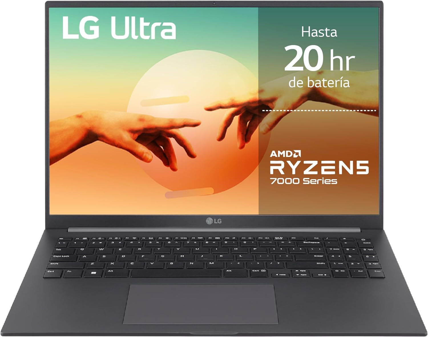 chollo LG Ultra 16UD70R-G.AX59B - Ordenador Portátil, 16 Pulgadas, 16:10 IPS, Sin Sistema Operativo, Ryzen R5, 16 GB RAM, 1TB SSD, 1.6Kg, Hasta 20 Hr de Autonomía, Color Gris Carbón