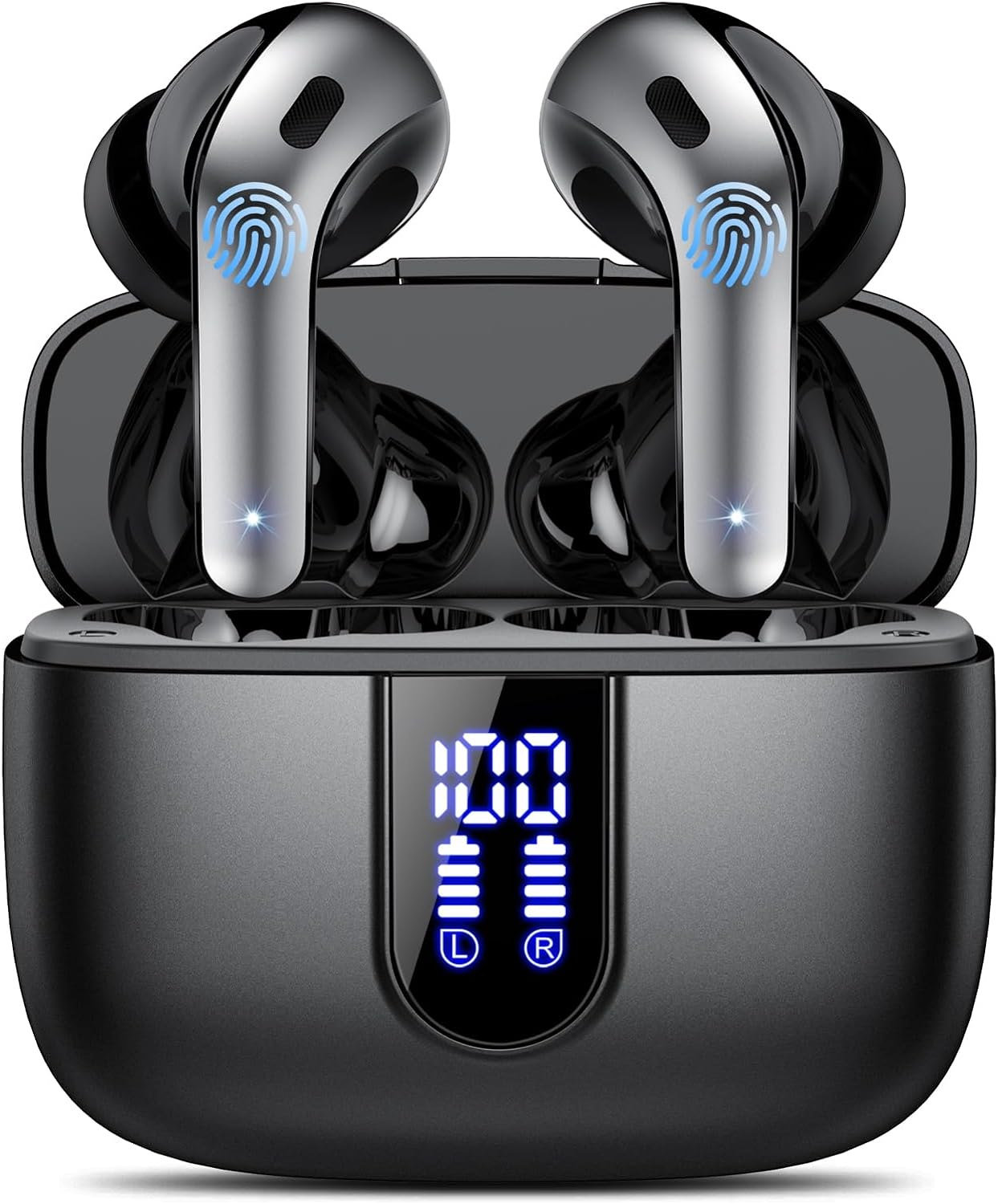 chollo Auriculares Inalámbricos Bluetooth 5.3, 4 Mic con Reducción de Ruido ENC, 50H con Graves, Cascos Inalambricos Bluetooth IP7 Impermeable, Carga Rápida USB-C