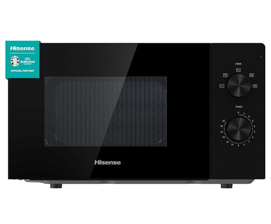 chollo Microondas Hisense H20MOBP1 Capacidad de 20 L, 700 W de Potencia, Temporizador 30 Min, Modo Descongelar, Tirador, Estándar, Color Negro