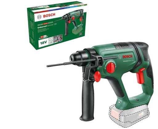 chollo ‎Bosch UniversalHammer 18V, empuñadura adicional, tope de profundidad, embalaje cartón