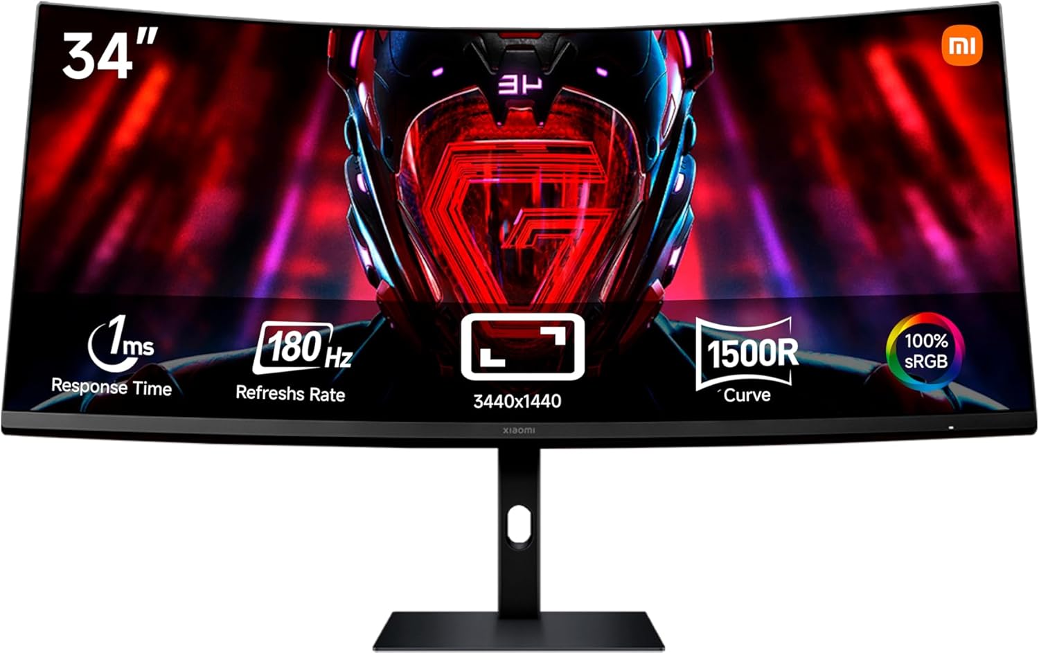 chollo Xiaomi Monitor Gaming Curvo de 34'' WQHD (3440 x 1440, 180Hz, 1ms, HDMI 2.0x2, Puerto DP1.4x2, Protección Luz Azul), Negro (Versión ES)