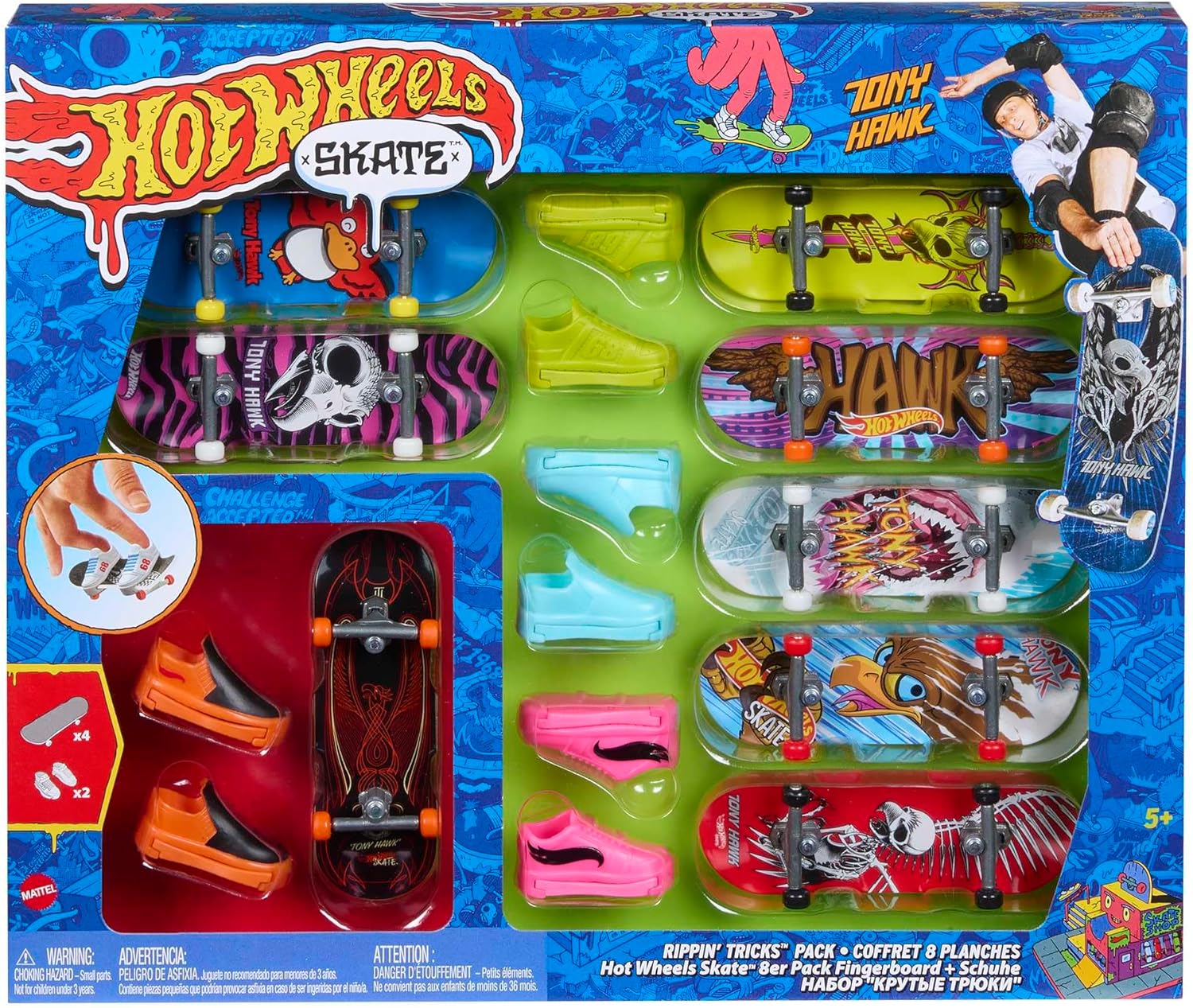 chollo Hot Wheels 8 Tablas de Skate con 4 Pares de Zapatillas para Dedos