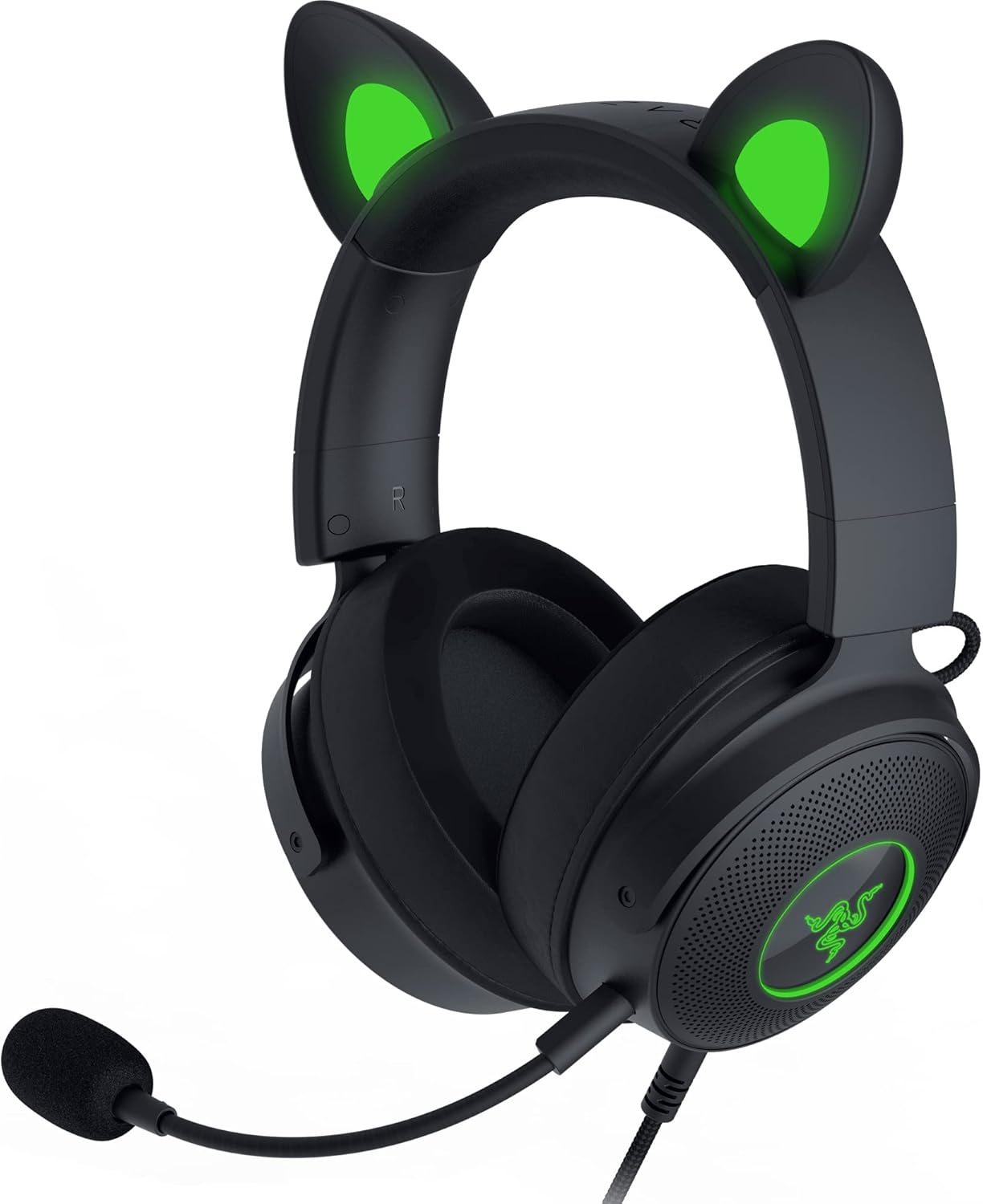 chollo Razer Kraken Kitty V2 Pro - Auriculares Gaming RGB con Cable y Orejas Intercambiables (Orejas Intercambiables de Gatito, Oso y Conejito, Iluminación Reactiva en Streaming) Negro