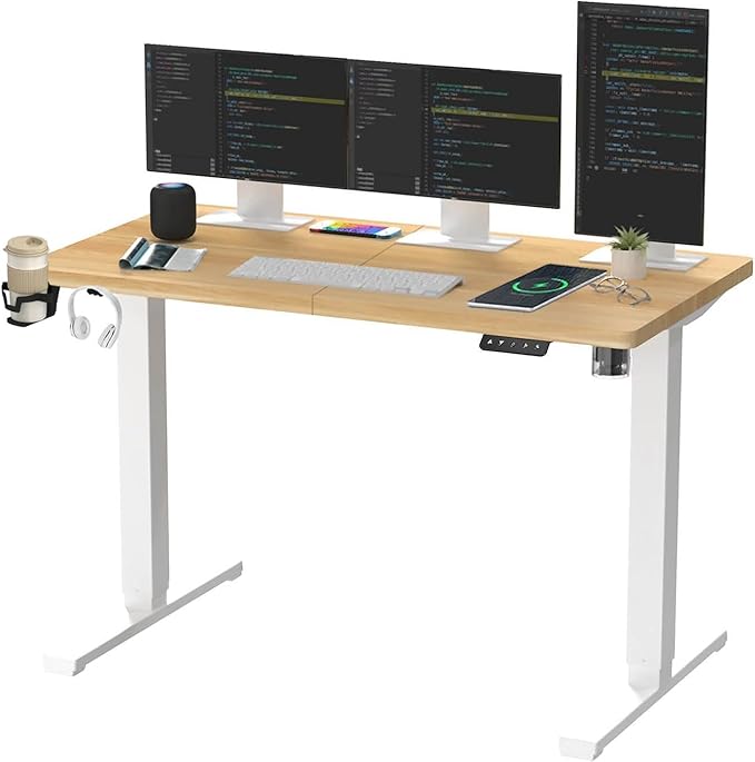 chollo SANODESK QS 140 x 60 cm Escritorio Elevable Eléctrico Mesa Elevable Escritorio Regulable en Altura Eléctrico/Standing Desk con Tablero Telescópico Bidireccional con Función de Memoria - Arce