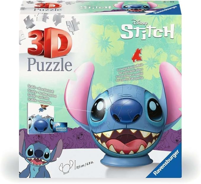 chollo Ravensburger - Puzzle 3D, Disney: Stitch con Orejas