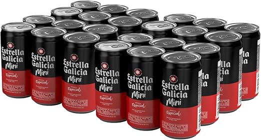 chollo Estrella Galicia Especial Mini - Cerveza Lager Premium, Pack 24 Latas x 25 cl, Sabor Ligero y Equilibrado, Cerveza Galardonada, 5,5% Vol. de Alcohol