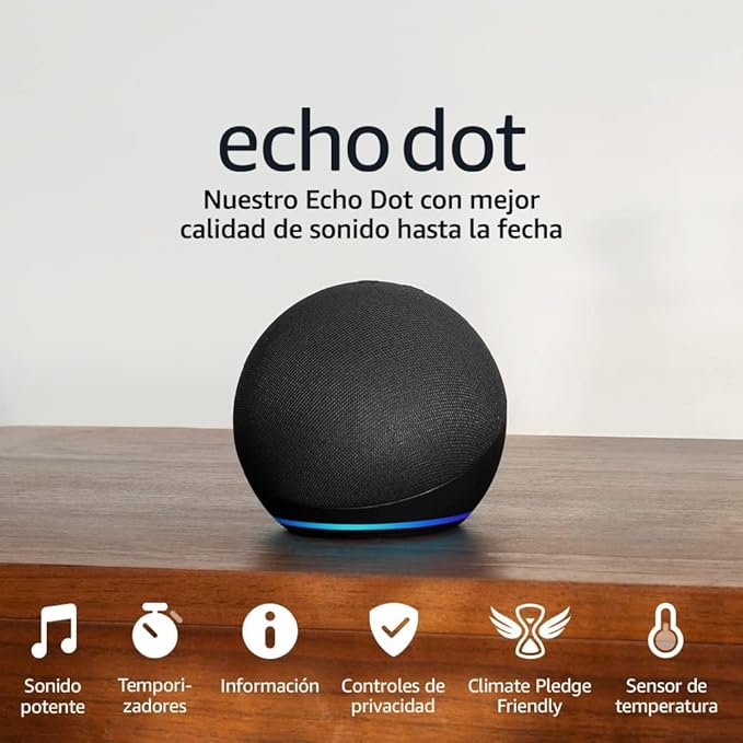 chollo Pack de 2 Echo Dot (5.ª generación) | Altavoz inteligente wifi y Bluetooth con Alexa, con sonido más potente y de mayor amplitud | Antracita