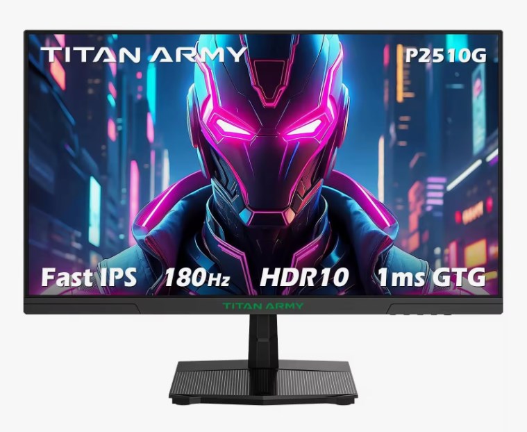 chollo TITAN ARMY P2510G Gaming Monitor 24.5 pulgadas, 180Hz, FHD IPS 1920*1080 1080P, 1ms, 118%sRGB, FreeSync & Adaptive Sync, HDR10, 118% sRGB, Pantalla de reducción de luz Azul, HDMI, DP1.4, VESA 100*100, modos FPS RTS RAC MMORPG Gaming