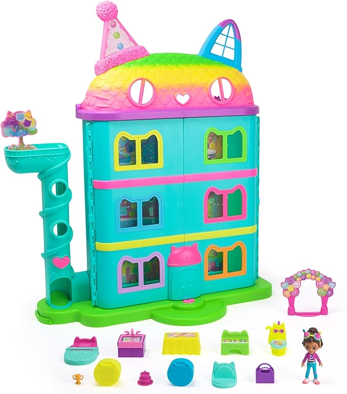 chollo LA CASA DE MUÑECAS DE GABBY - FIGURA GABBY + 10 ACCESORIOS ARCOIRIS + 2 CAJAS SORPRESA