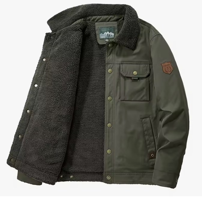 chollo Chaqueta Estilo Militar de Invierno para Hombres con Cierre de Cremallera y Forro de Poliéster