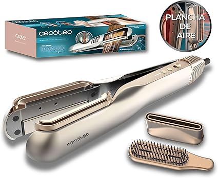 chollo Cecotec Plancha de Pelo y Secador Ritualcare Air Lisse 2In1 Champagne. 1000W, Seca y Alisa, Motor Digital, 106000RPM, Plasma, Cerámica y Queratina, Ranura Alta Presión, Botón Aire Frío