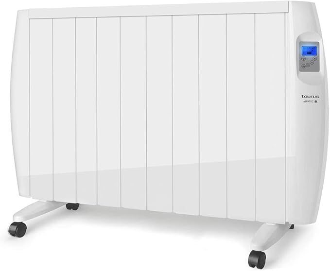 chollo Taurus Tallin Emisor térmico. 2000W. Sin fluidos. Tecnología Seca. Temperatura Ajustable. 2 Modos. Bajo Consumo. Programable. Incluye Ruedas y Soporte Pared. Blanco, W, Acero