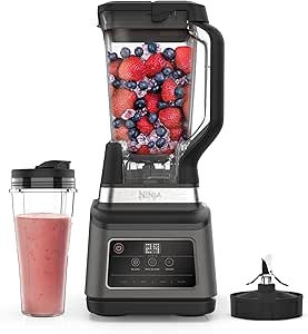 chollo Ninja Batidora de vaso 2 en 1, 1200 W, 3 programas automáticos, 4 ajustes manuales, tecnología Auto-iQ, Jarra de 2,1 l y vaso de 700 ml, piezas aptas para lavavajillas, en negro, BN750EU