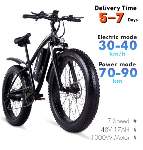 chollo Shengmilo-Bicicleta Eléctrica MX02S para adulto, bici de montaña con neumático ancho de 26x4,0, 1000w