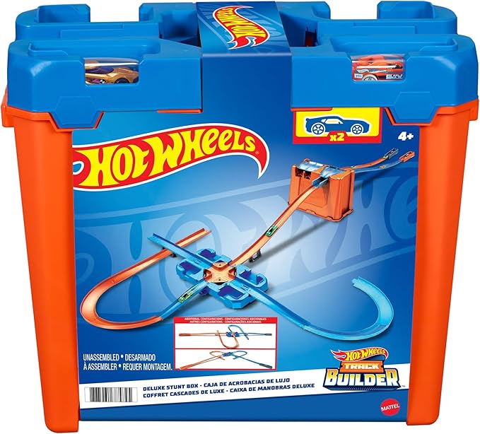 chollo Hot Wheels Track Buider Caja de Acrobacias Deluxe, Accesorios para Pistas de Coches de Juguete (Mattel GGP93)