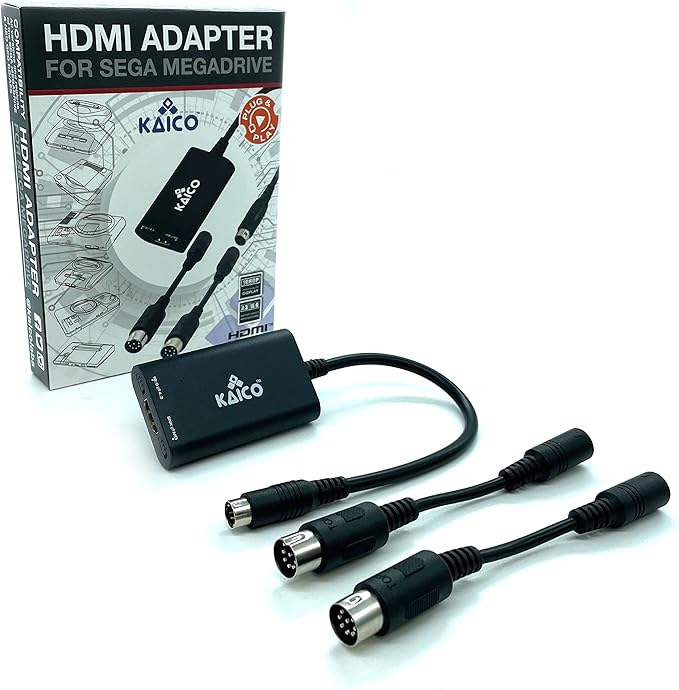 chollo Kaico Sega Megadrive - Adaptador HDMI 1080p para Uso con Sega Genesis - Soporta Salida de Video S - Soporta Consolas PAL y NTSC - Interruptor de relación de Aspecto para 16:9 o 4:3