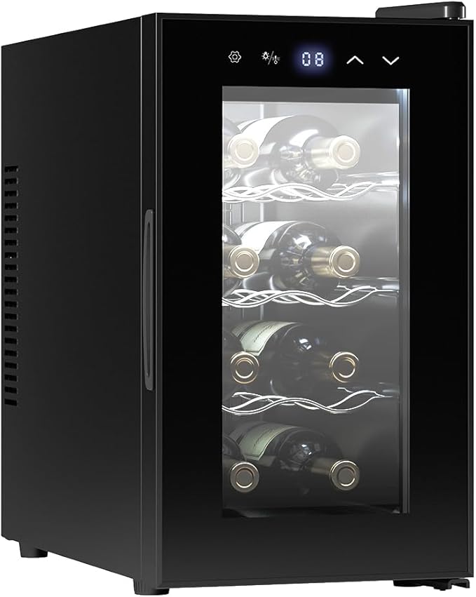 chollo Cecotec Vinoteca 8 Botellas Bolero Grandsommelier 830 coolcrystal, Enfriamiento termoeléctrico, Temperatura regulable entre 8-18ºC, Control táctil y display, LED interior, Gas no nocivo.