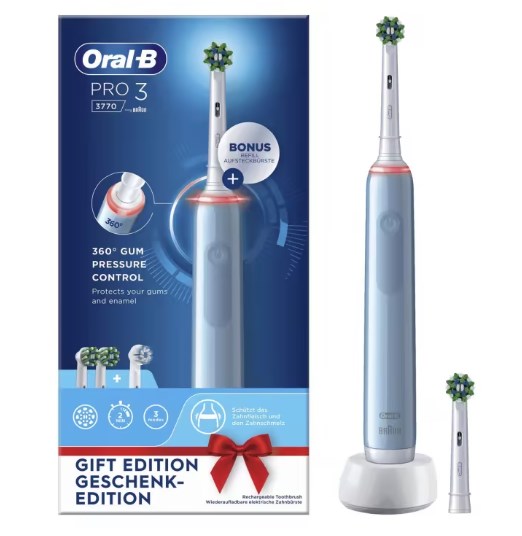 chollo Oral-B Pro 3 3700 cepillo de dientes eléctrico con 2 cabezales de recambio azul