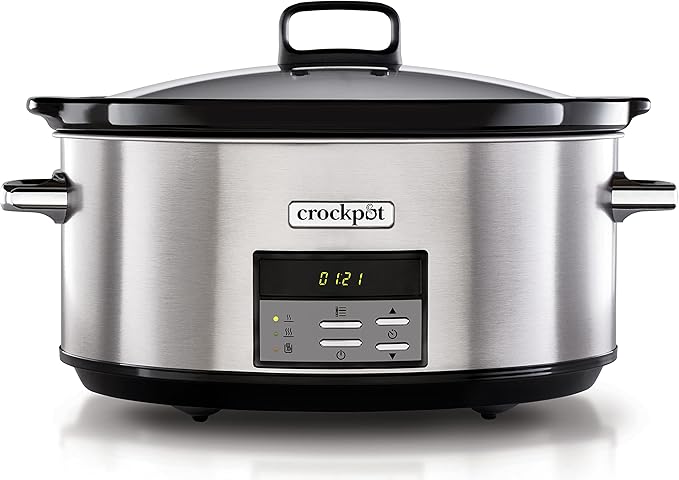 chollo Crock-Pot Olla de cocción lenta digital gran capacidad, para preparar multitud de recetas | 7,5 L | Acero Inoxidable [CSC063]