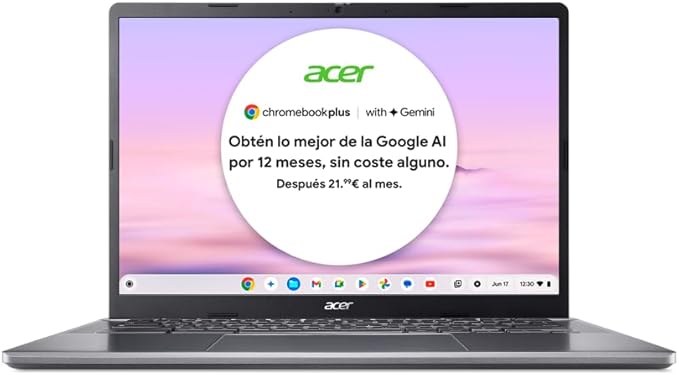 chollo Acer Chromebook Plus 514 CB514-3H - Ordenador Portátil con Google IA 14