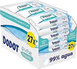 chollo Dodot Toallitas Aqua Pure para Bebé, 1.296 Toallitas, Ayuda a restaurar el pH natural de la piel, 99% agua