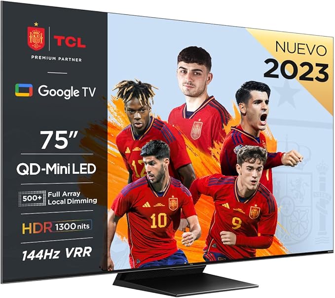 chollo TCL 75QM8B TV MiniLED 75”, QLED, 144Hz, 4K HDR Premium 1300nits, Google TV, Dolby Vision IQ & Atmos, Onkyo, Google Assistant Incorporado y Game Master Pro 2.0