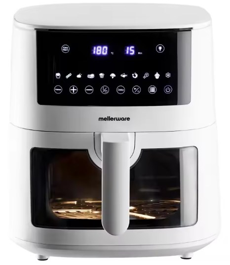 chollo Mellerware - Freidora de Aire Airfryer 7L, 1650W , 11 Menús Predefinidos, Air Fryer, Antiadherente, Apta Lavavajillas